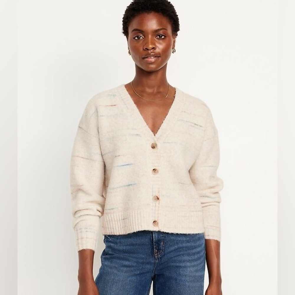 Old Navy Cream Stripe Cardigan Sweater NWOT